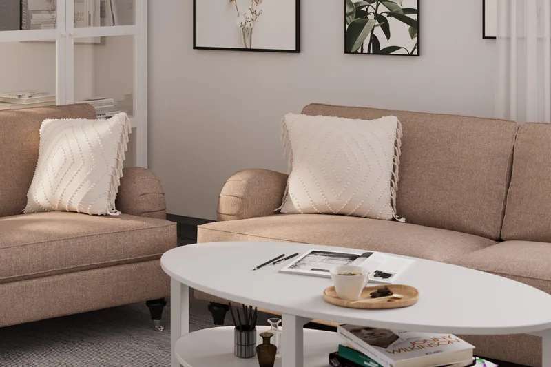 Howard Classic Soffgrupp 3-sits + 2-sits Soffa + Fåtölj i Tyg - Mörkbeige - Möbler - Soffa - Soffgrupp - Howard soffgrupp