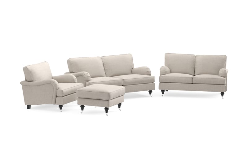 Howard Classic Soffgrupp 3-sits+2-sits+Fåtölj+Fotpall - Beige - Howard soffgrupp