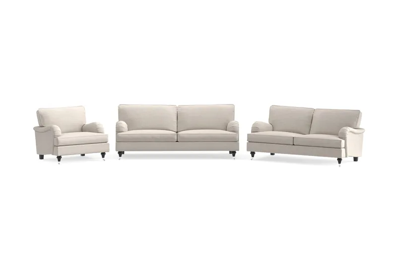 Howard Classic Soffgrupp 3-sits + 2-sits Soffa + Fåtölj i Tyg - Beige - Möbler - Soffa - Soffgrupp - Howard soffgrupp