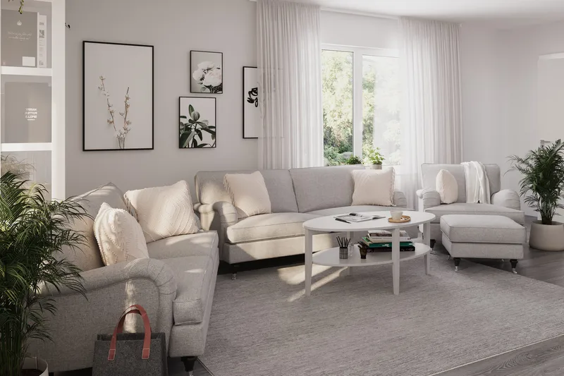 Howard Classic Soffgrupp 3-sits + 2-sits Soffa + Fåtölj i Tyg - Grå - Möbler - Soffa - Soffgrupp - Howard soffgrupp