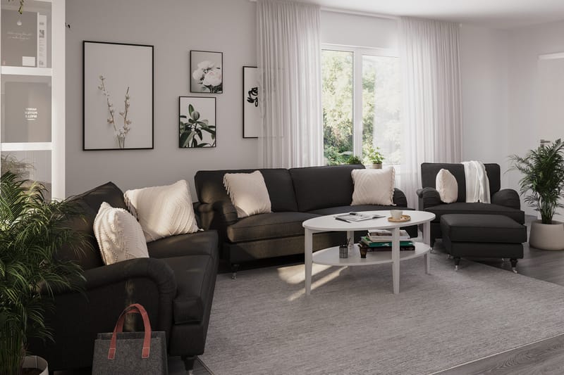 Howard Classic Soffgrupp 3-sits + 2-sits Soffa + Fåtölj i Tyg - Mörkgrå - Möbler - Soffa - Soffgrupp - Howard soffgrupp