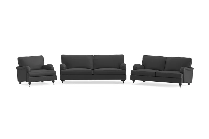 Howard Classic Soffgrupp 3-sits + 2-sits Soffa + Fåtölj i Tyg - Mörkgrå - Möbler - Soffa - Soffgrupp - Howard soffgrupp
