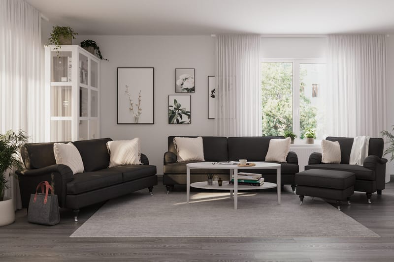 Howard Classic Soffgrupp 3-sits + 2-sits Soffa + Fåtölj i Tyg - Mörkgrå - Möbler - Soffa - Soffgrupp - Howard soffgrupp
