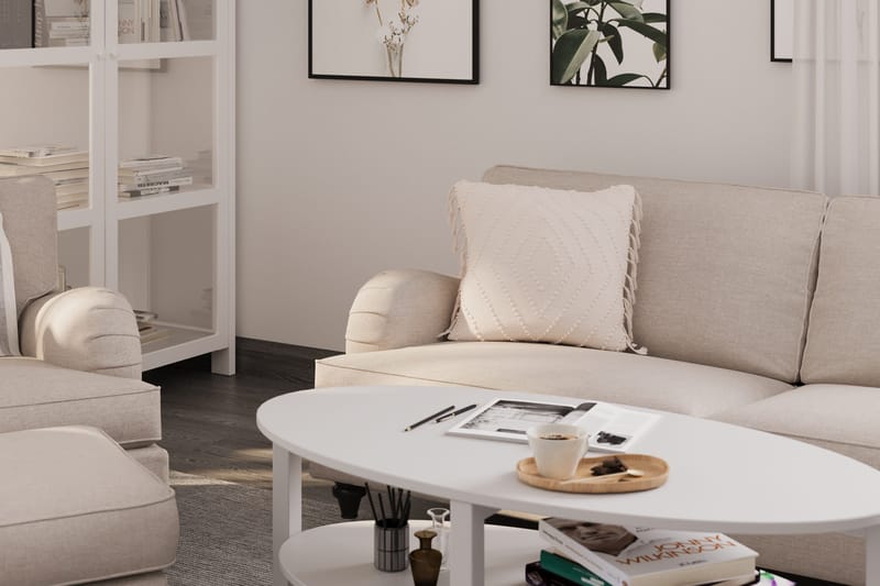 Howard Classic Soffgrupp 3-sits Soffa + Fåtölj + Fotpall i Tyg - Beige - Möbler - Soffa - Soffgrupp - Howard soffgrupp