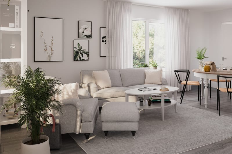 Howard Classic Soffgrupp 3-sits Soffa + Fåtölj + Fotpall i Tyg - Grå - Möbler - Soffa - Soffgrupp - Howard soffgrupp