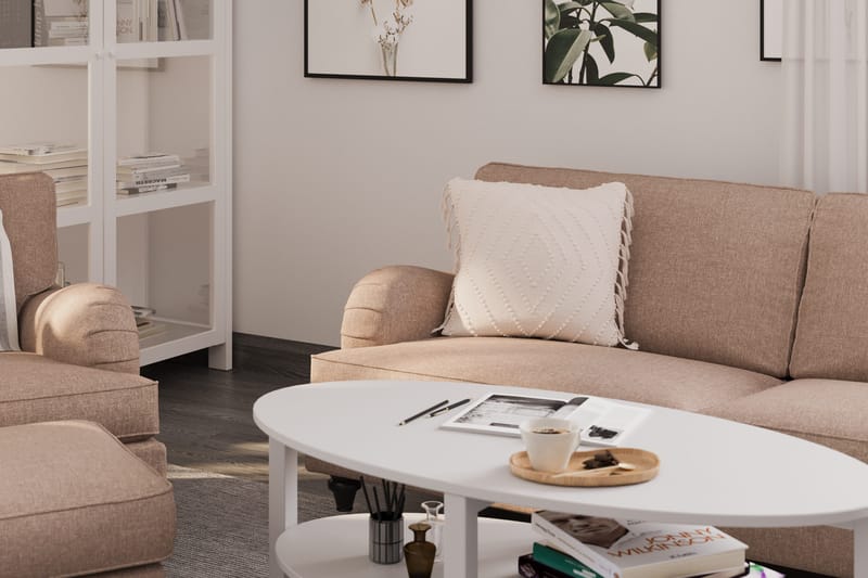 Howard Classic Soffgrupp 3-sits Soffa + Fåtölj + Fotpall i Tyg - Mörkbeige - Möbler - Soffa - Soffgrupp - Howard soffgrupp