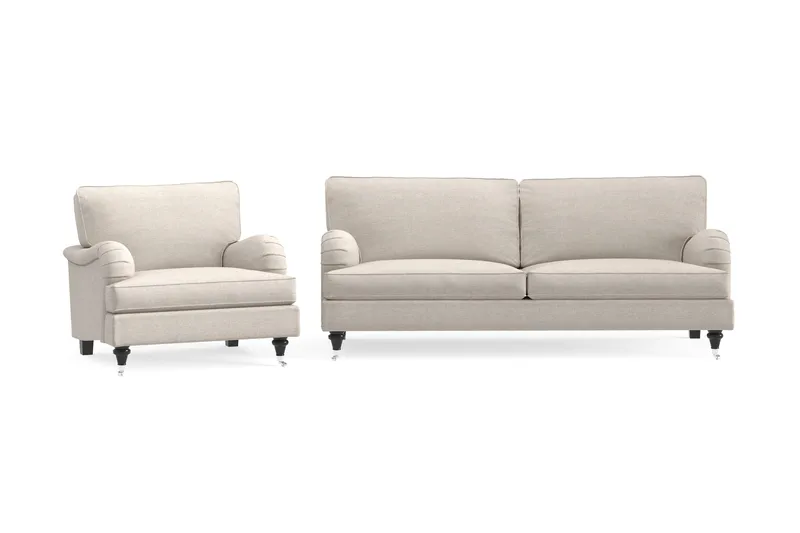 Howard Classic Soffgrupp 3-sits Soffa + Fåtölj i Tyg - Beige - Möbler - Soffa - Soffgrupp - Howard soffgrupp