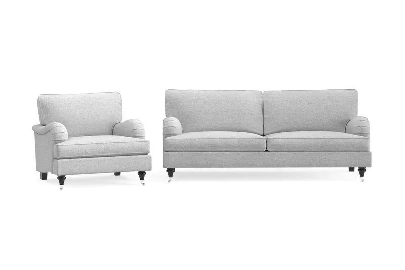Howard Classic Soffgrupp 3-sits Soffa + Fåtölj i Tyg - Grå - Möbler - Soffa - Soffgrupp - Howard soffgrupp