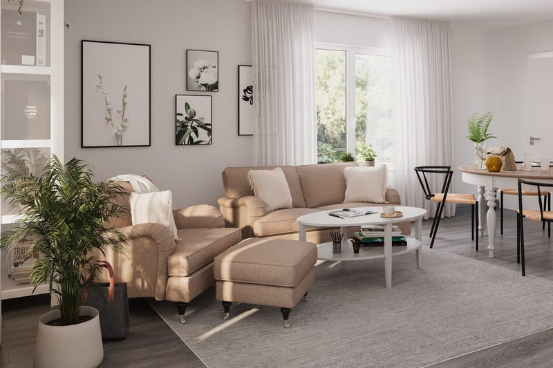 Howard Classic Soffgrupp 3-sits Soffa + Fåtölj i Tyg - Mörkbeige - Möbler - Soffa - Soffgrupp - Howard soffgrupp