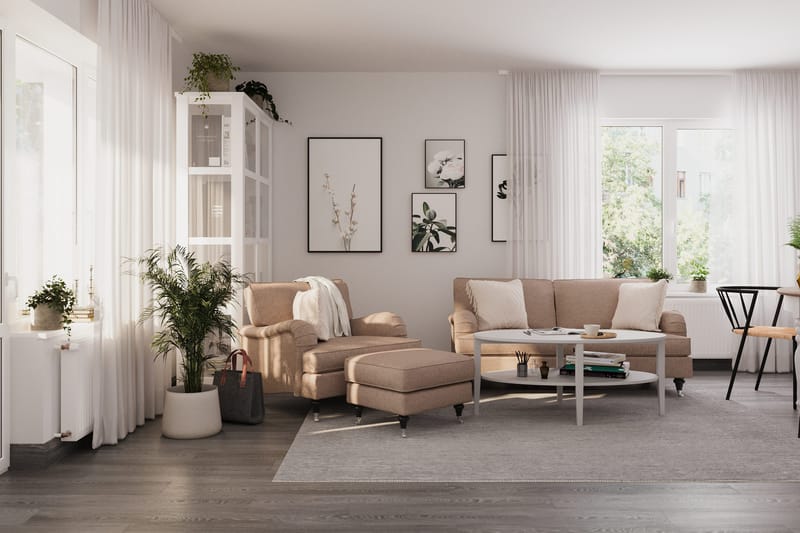 Howard Classic Soffgrupp 3-sits Soffa + Fåtölj i Tyg - Mörkbeige - Möbler - Soffa - Soffgrupp - Howard soffgrupp