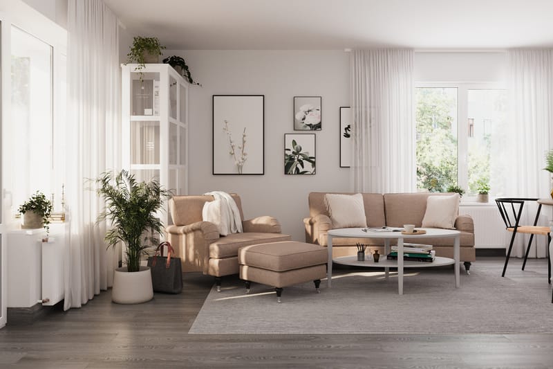 Howard Classic Soffgrupp Svängd 2-sits+Fåtölj+Fotpall - Mörkbeige - Möbler - Soffa - Soffgrupp - Howard soffgrupp