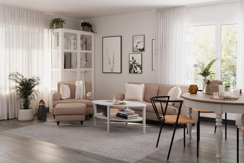 Howard Classic Soffgrupp Svängd 2-sits+Fåtölj+Fotpall - Mörkbeige - Möbler - Soffa - Soffgrupp - Howard soffgrupp