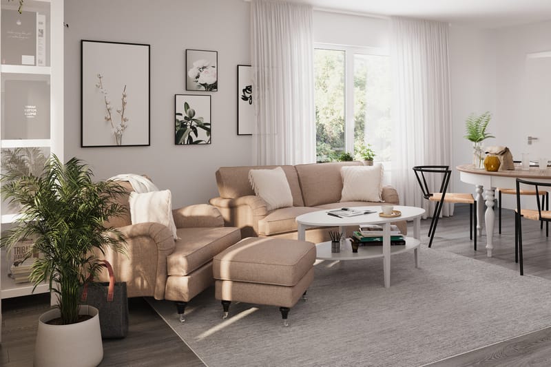 Howard Classic Soffgrupp Svängd 2-sits+Fåtölj+Fotpall - Mörkbeige - Möbler - Soffa - Soffgrupp - Howard soffgrupp