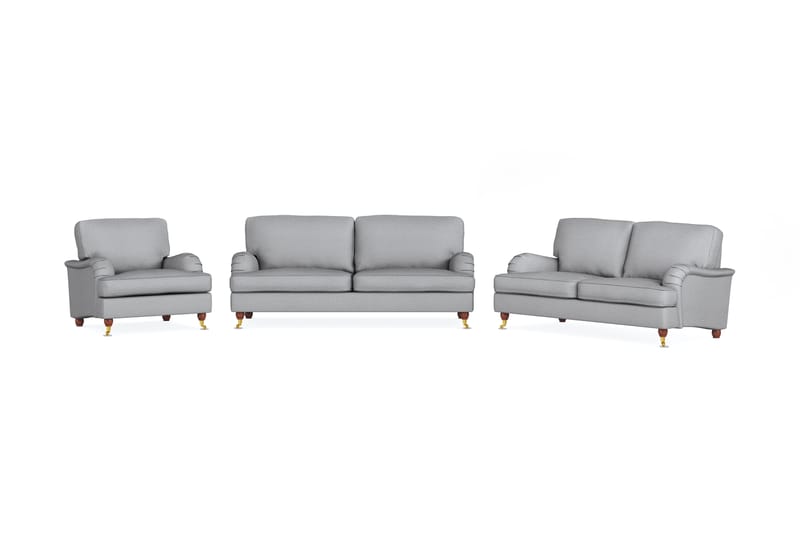 Howard Lyx Soffgrupp 3-sits + 2-sits Soffa + Fåtölj i Tyg - Ljusgrå - Möbler - Soffa - Soffgrupp - Soffgrupp 3 2 1