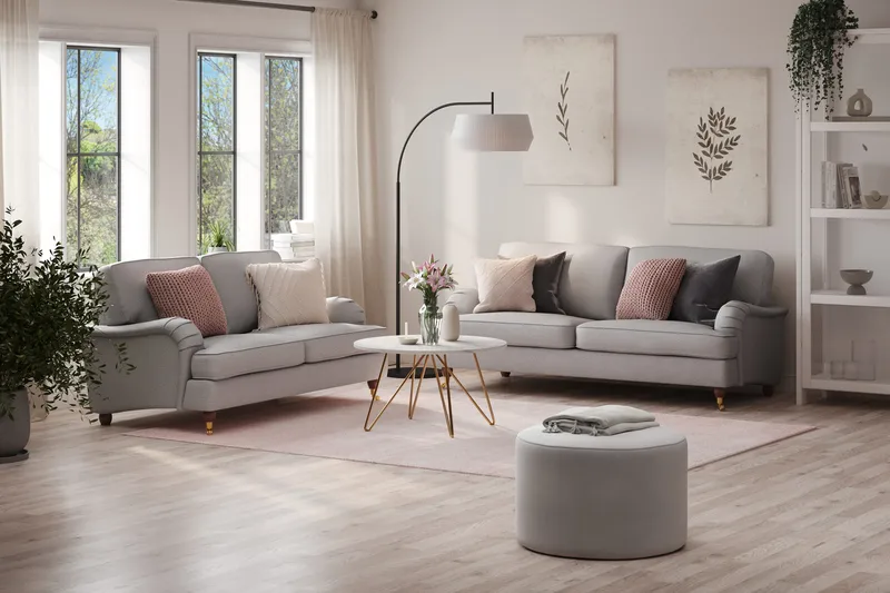 Howard Lyx Soffgrupp 3-sits + 2-sits Tygsoffa - Ljusgrå - Möbler - Soffa - Soffgrupp - Howard soffgrupp