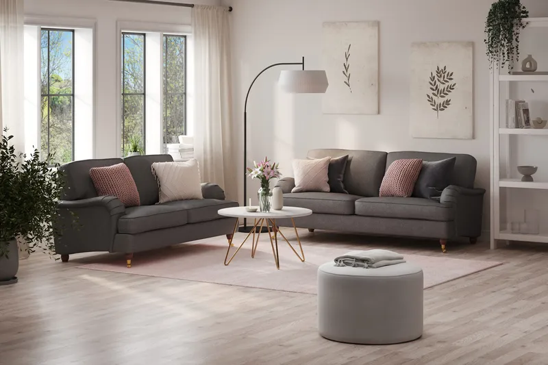 Howard Lyx Soffgrupp 3-sits + 2-sits Tygsoffa - Mörkgrå - Möbler - Soffa - Soffgrupp - Howard soffgrupp