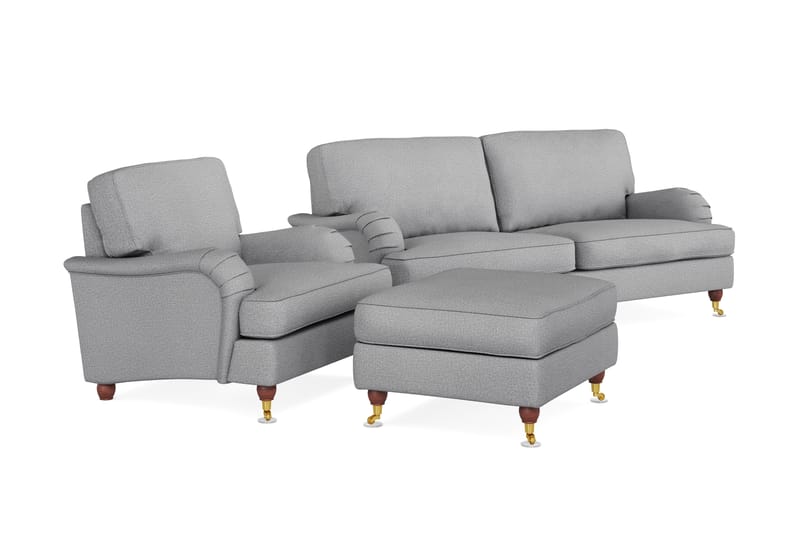 Howard Lyx Soffgrupp 3-sits+Fåtölj+Fotpall - Ljusgrå - Möbler - Soffa - Soffgrupp - Howard soffgrupp