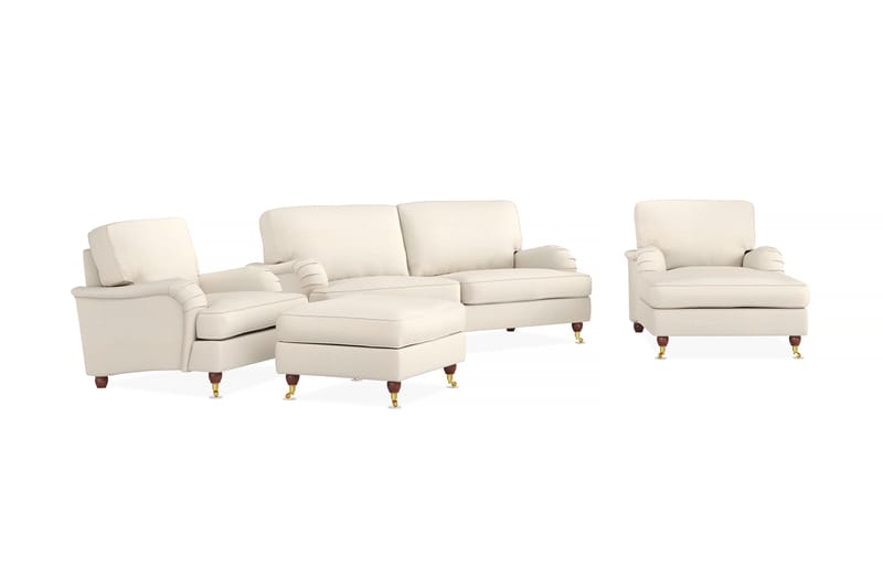 Howard Lyx Soffgrupp 3-sits Soffa + Divanfåtölj + Fåtölj + Fotpall i Tyg - Beige - Möbler - Soffa - Soffgrupp - Howard soffgrupp