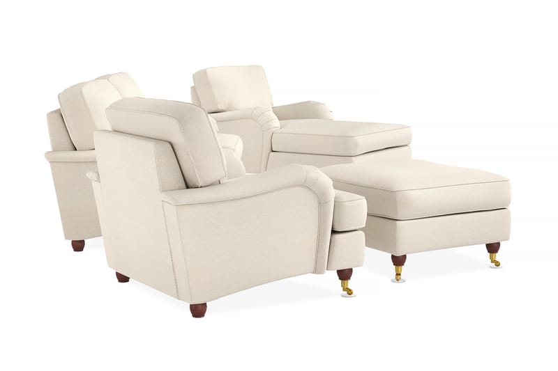 Howard Lyx Soffgrupp 3-sits Soffa + Divanfåtölj + Fåtölj + Fotpall i Tyg - Beige - Möbler - Soffa - Soffgrupp - Howard soffgrupp