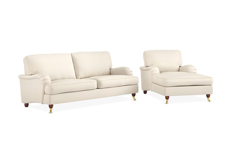 Howard Lyx Soffgrupp 3-sits Soffa + Divanfåtölj i Tyg - Beige - Möbler - Soffa - Soffgrupp - Howard soffgrupp