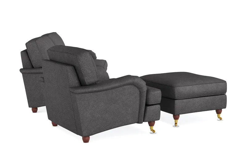 Howard Lyx Soffgrupp 3-sits Soffa + Fåtölj + Fotpall i Tyg - Mörkgrå - Möbler - Soffa - Soffgrupp - Howard soffgrupp