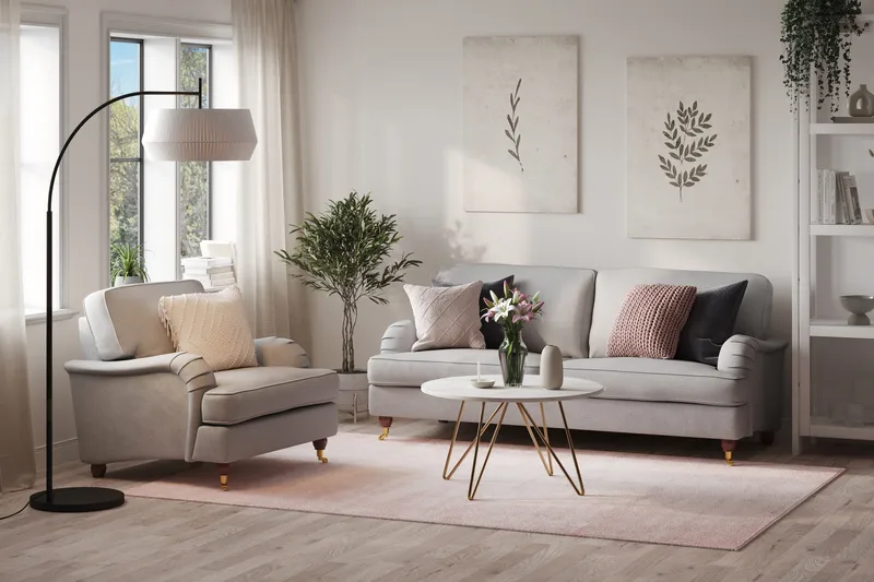 Howard Lyx Soffgrupp 3-sits Soffa + Fåtölj i Tyg - Ljusgrå - Möbler - Soffa - Soffgrupp - Howard soffgrupp