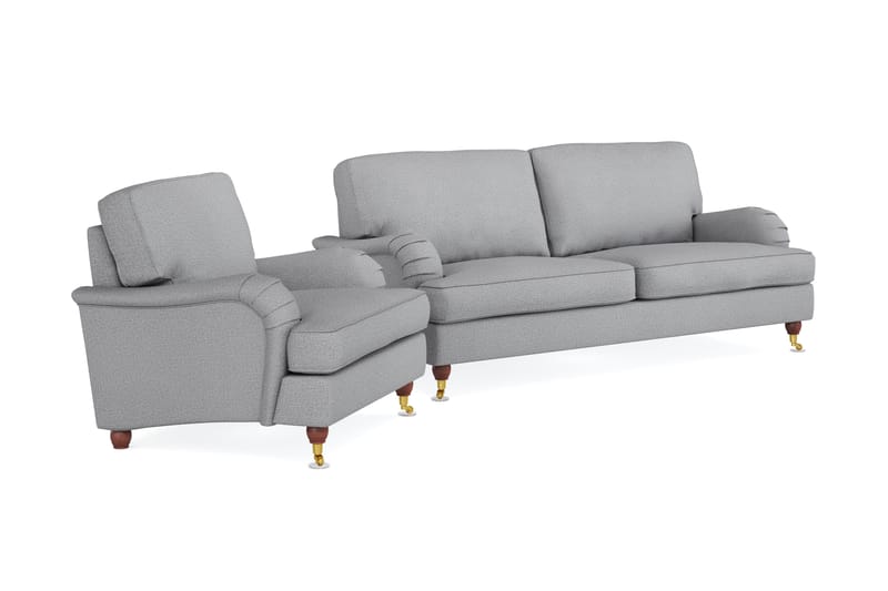 Howard Lyx Soffgrupp 3-sits Soffa + Fåtölj i Tyg - Ljusgrå - Möbler - Soffa - Soffgrupp - Howard soffgrupp