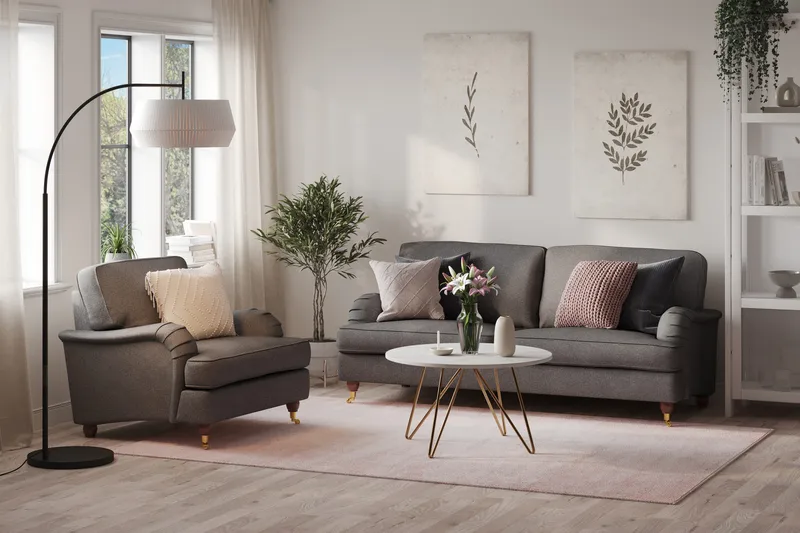 Howard Lyx Soffgrupp 3-sits Soffa + Fåtölj i Tyg - Mörkgrå - Möbler - Soffa - Soffgrupp - Howard soffgrupp