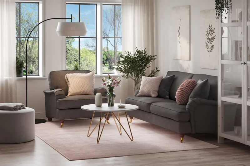 Howard Lyx Soffgrupp 3-sits Soffa + Fåtölj i Tyg - Mörkgrå - Möbler - Soffa - Soffgrupp - Howard soffgrupp