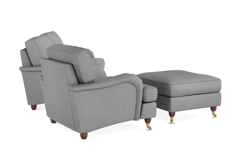 Howard Lyx Soffgrupp 3-sits Soffa + Fåtölj + Fotpall i Tyg - Ljusgrå - Möbler - Soffa - Soffgrupp - Howard soffgrupp