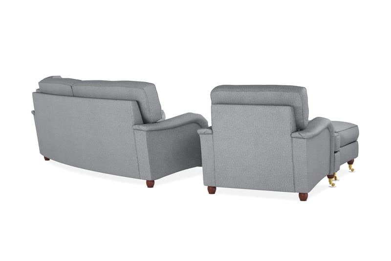 Howard Lyx Soffgrupp 3-sits Svängd Soffa + Divanfåtölj + Fåtölj + Fotpall i Tyg - Ljusgrå - Möbler - Soffa - Soffgrupp - Howard soffgrupp