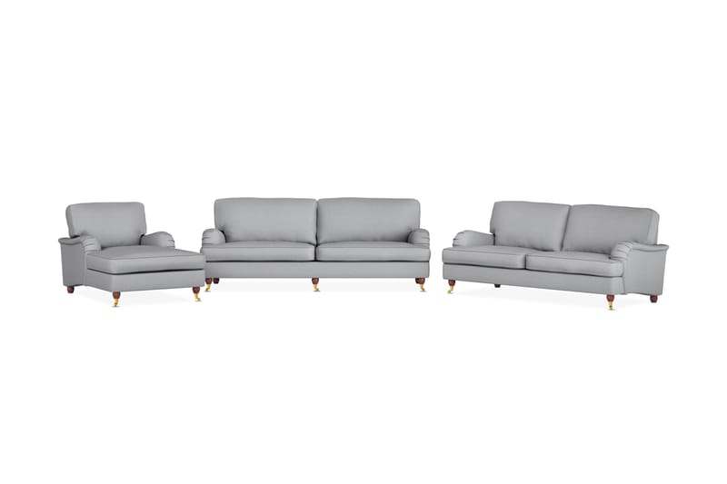 Howard Lyx Soffgrupp 4-sits + 3-sits Soffa + Divanfåtölj i Tyg - Ljusgrå - Möbler - Soffa - Soffgrupp - Howard soffgrupp