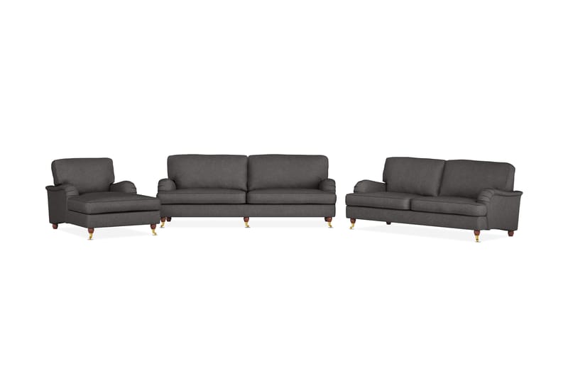 Howard Lyx Soffgrupp 4-sits + 3-sits Soffa + Divanfåtölj i Tyg - Mörkgrå - Möbler - Soffa - Soffgrupp - Howard soffgrupp