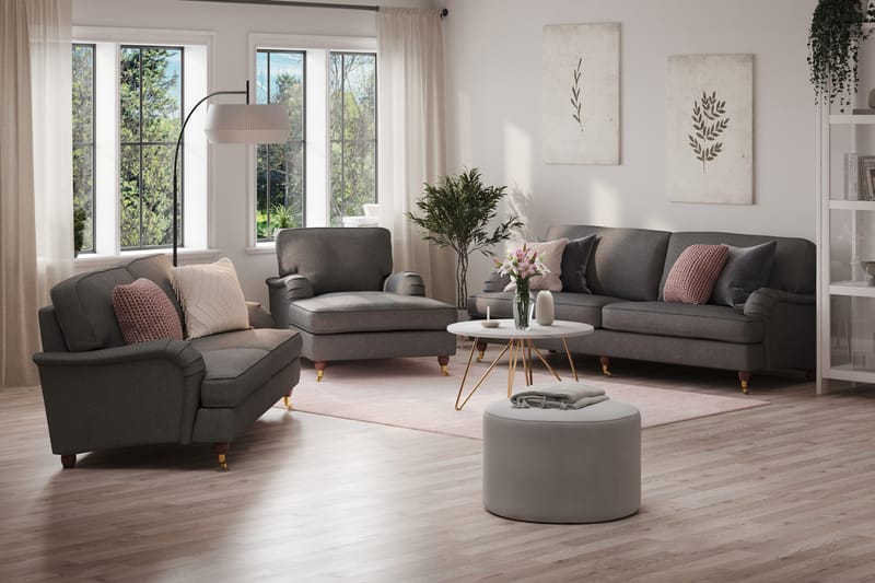 Howard Lyx Soffgrupp 4-sits + 3-sits Soffa + Divanfåtölj i Tyg - Mörkgrå - Möbler - Soffa - Soffgrupp - Howard soffgrupp