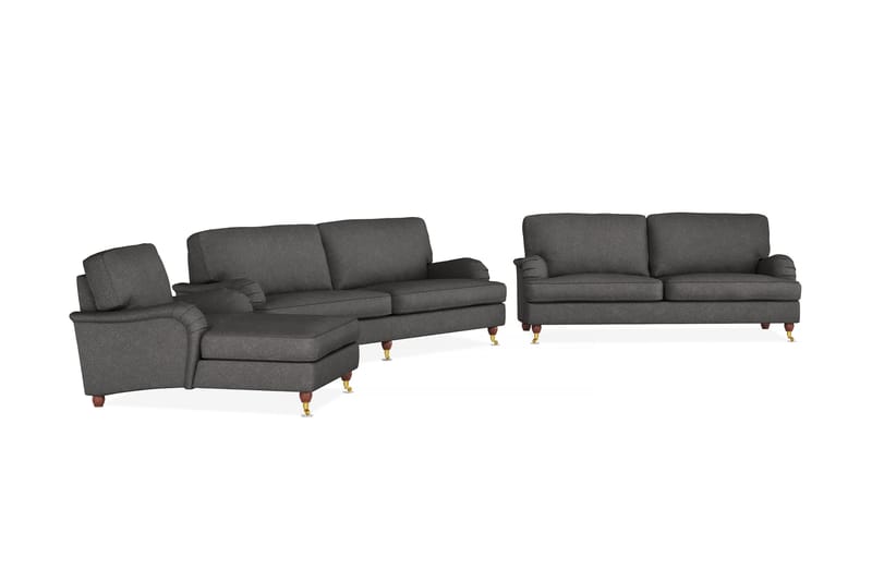 Howard Lyx Soffgrupp 4-sits + 3-sits Soffa + Divanfåtölj i Tyg - Mörkgrå - Möbler - Soffa - Soffgrupp - Howard soffgrupp