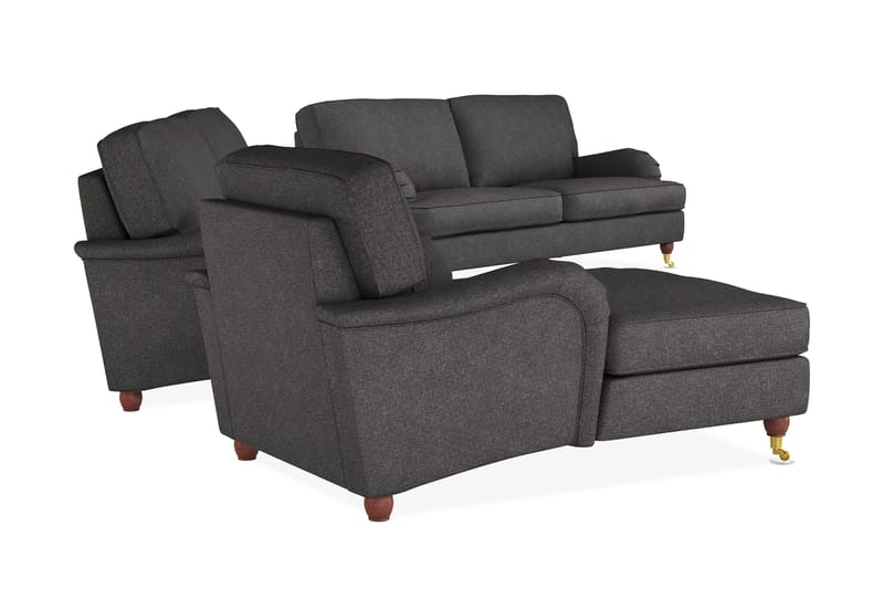 Howard Lyx Soffgrupp 4-sits + 3-sits Soffa + Divanfåtölj i Tyg - Mörkgrå - Möbler - Soffa - Soffgrupp - Howard soffgrupp