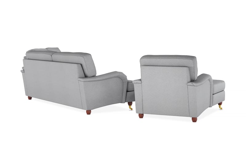 Howard Lyx Soffgrupp 4-sits + 3-sits Soffa + Divanfåtölj i Tyg - Ljusgrå - Möbler - Soffa - Soffgrupp - Howard soffgrupp