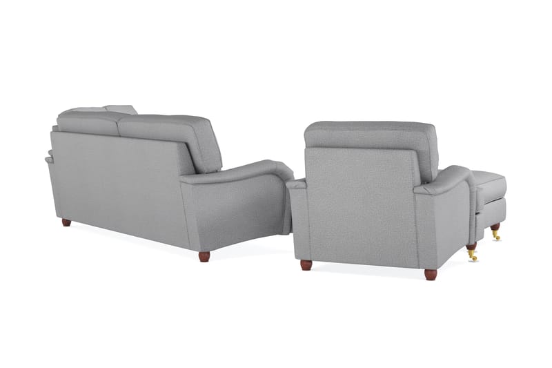Howard Lyx Soffgrupp 4-sits + 3-sits Soffa + Fåtölj + Fotpall i Tyg - Ljusgrå - Möbler - Soffa - Soffgrupp - Howard soffgrupp