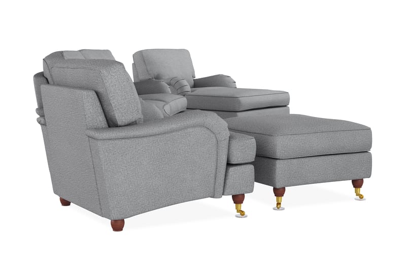 Howard Lyx Soffgrupp 4-sits Svängd Soffa + Divanfåtölj + Fåtölj + Fotpall i Tyg - Ljusgrå - Möbler - Soffa - Soffgrupp - Howard soffgrupp