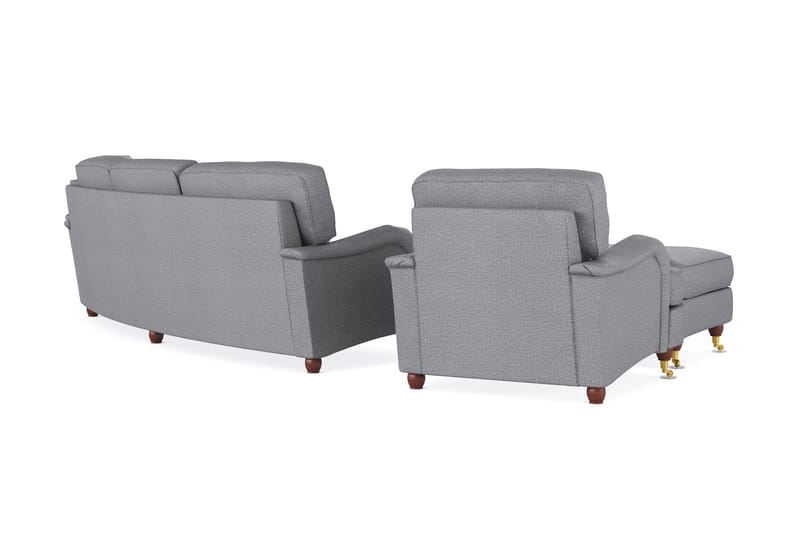 Howard Lyx Soffgrupp 4-sits Svängd Soffa + Divanfåtölj + Fåtölj + Fotpall i Tyg - Ljusgrå - Möbler - Soffa - Soffgrupp - Howard soffgrupp