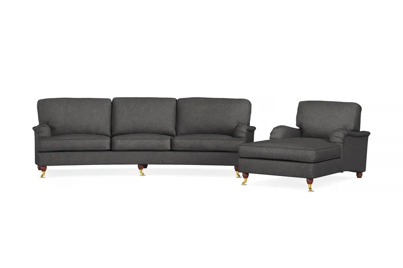 Howard Lyx Soffgrupp 4-sits Svängd Soffa + Divanfåtölj i Tyg, Mörkgrå