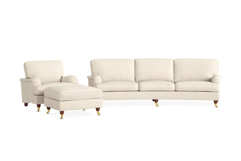 Howard Lyx Soffgrupp 4-sits Svängd Soffa + Fåtölj + Fotpall i Tyg - Beige - Möbler - Soffa - Soffgrupp - Howard soffgrupp