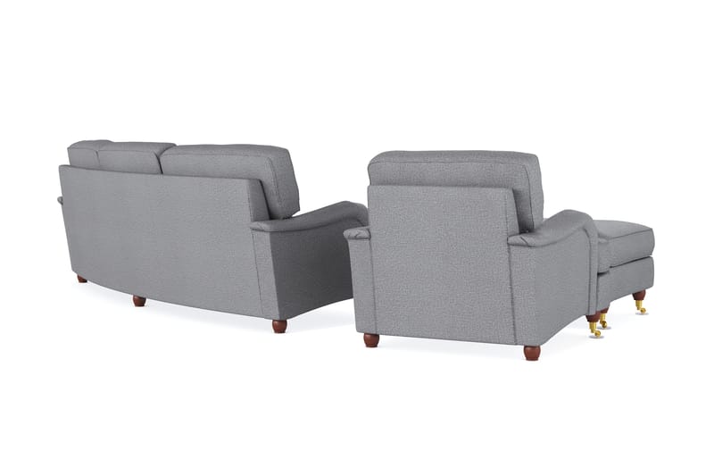 Howard Lyx Soffgrupp 4-sits Svängd Soffa + Fåtölj + Fotpall i Tyg - Ljusgrå - Möbler - Soffa - Soffgrupp - Howard soffgrupp