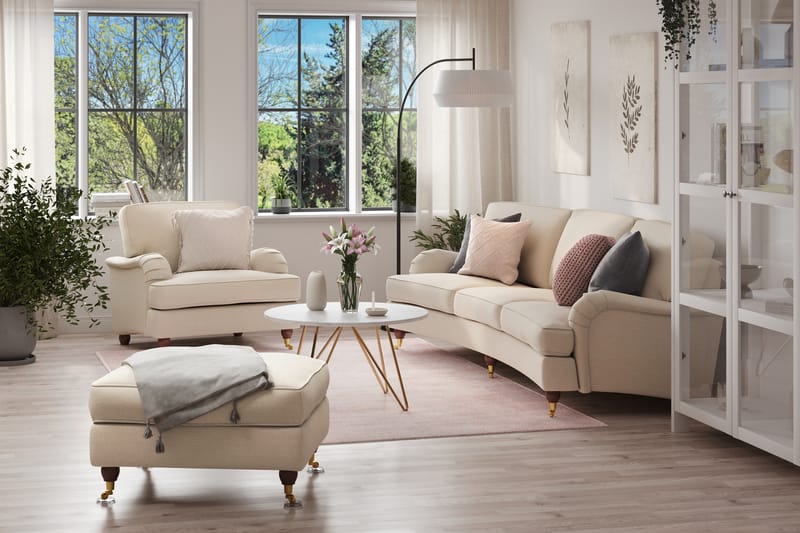 Howard Lyx Soffgrupp Svängd 4-Sits+Fåtölj+Fotpall - Beige - Möbler - Soffa - Soffgrupp - Howard soffgrupp
