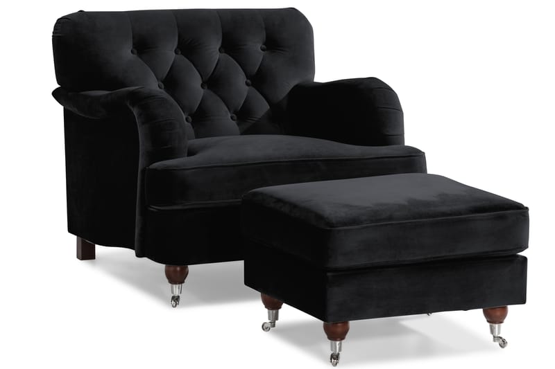 Howard Riviera Soffgrupp 2-sits+3-sits+Fåtölj+Fotpall - Svart - Möbler - Soffa - Soffgrupp - Howard soffgrupp