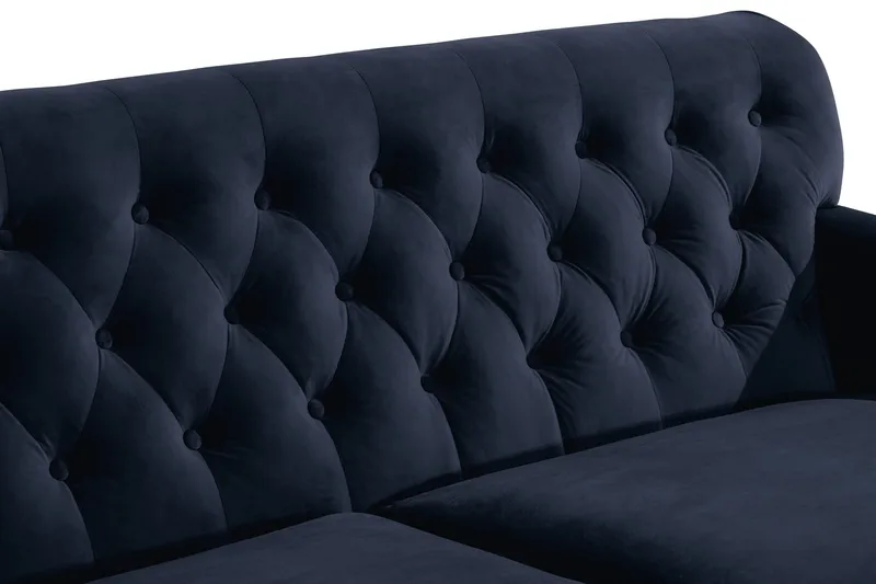 Howard Riviera Soffgrupp 3-sits + 2-sits Soffa + Fåtölj + Fotpall i Sammet - Blå - Möbler - Soffa - Soffgrupp - Howard soffgrupp