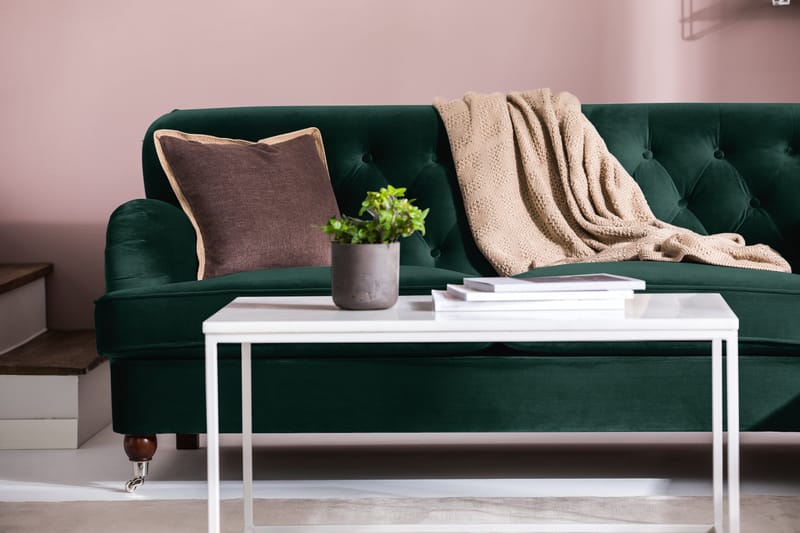 Howard Riviera Soffgrupp 3-sits + 2-sits Soffa + Fåtölj + Fotpall i Sammet - Grön - Möbler - Soffa - Soffgrupp - Howard soffgrupp