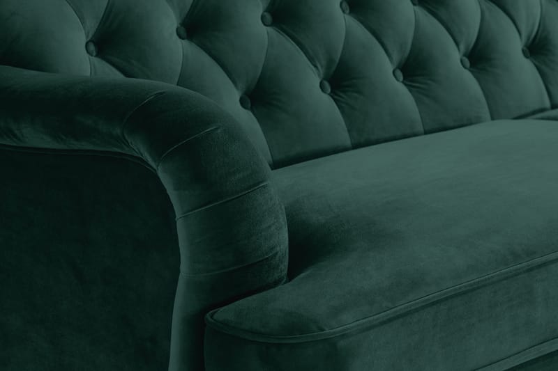 Howard Riviera Soffgrupp 3-sits + 2-sits Soffa + Fåtölj + Fotpall i Sammet - Grön - Möbler - Soffa - Soffgrupp - Howard soffgrupp