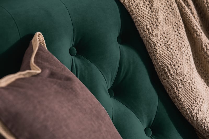 Howard Riviera Soffgrupp 3-sits + 2-sits Soffa + Fåtölj + Fotpall i Sammet - Grön - Möbler - Soffa - Soffgrupp - Howard soffgrupp