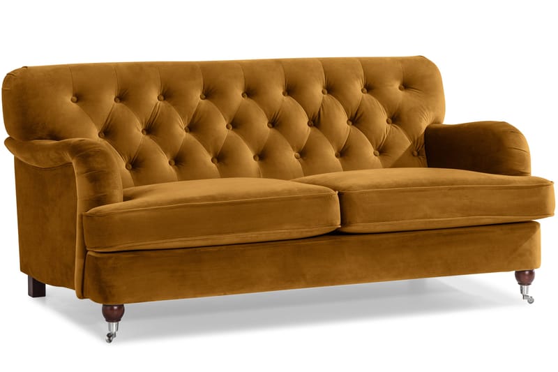 Howard Riviera Soffgrupp 3-sits + 2-sits Soffa + Fåtölj + Fotpall i Sammet - Mörkgul - Möbler - Soffa - Soffgrupp - Howard soffgrupp